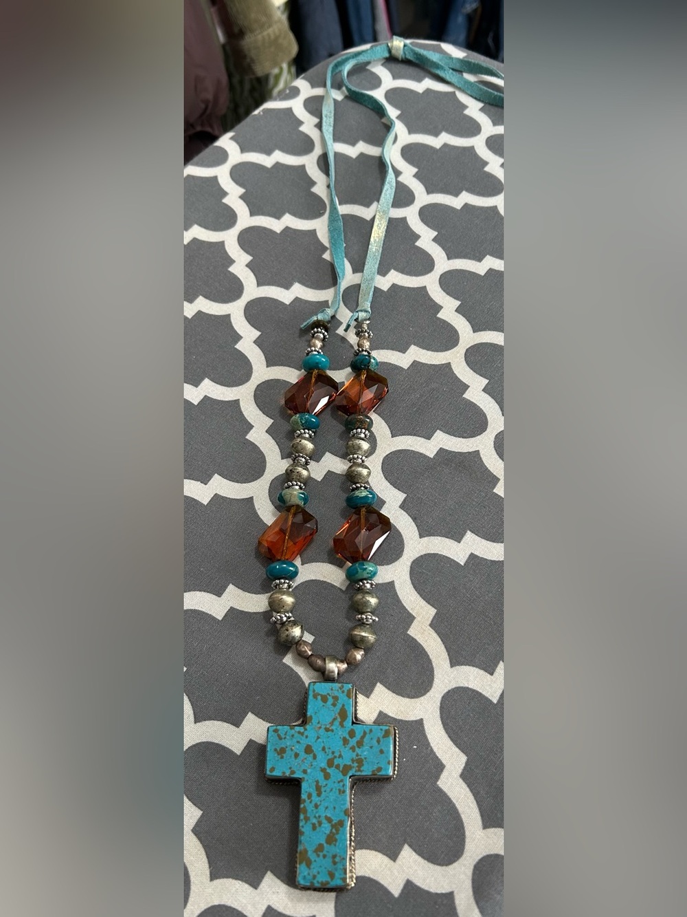 A Rare Bird Boho Amber and Turquoise Beaded Necklace